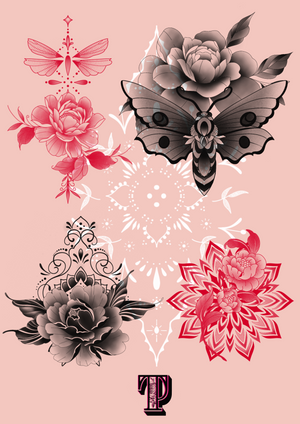 175 Ornamental Peony & Mandala Brushes for Procreate, tattoo stamps, for Ipad pro and Ipad,