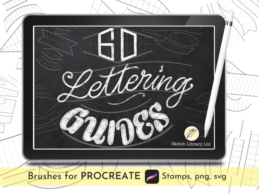 60 Hand Lettering Guides & 15 Templates // Brushes for Procreate