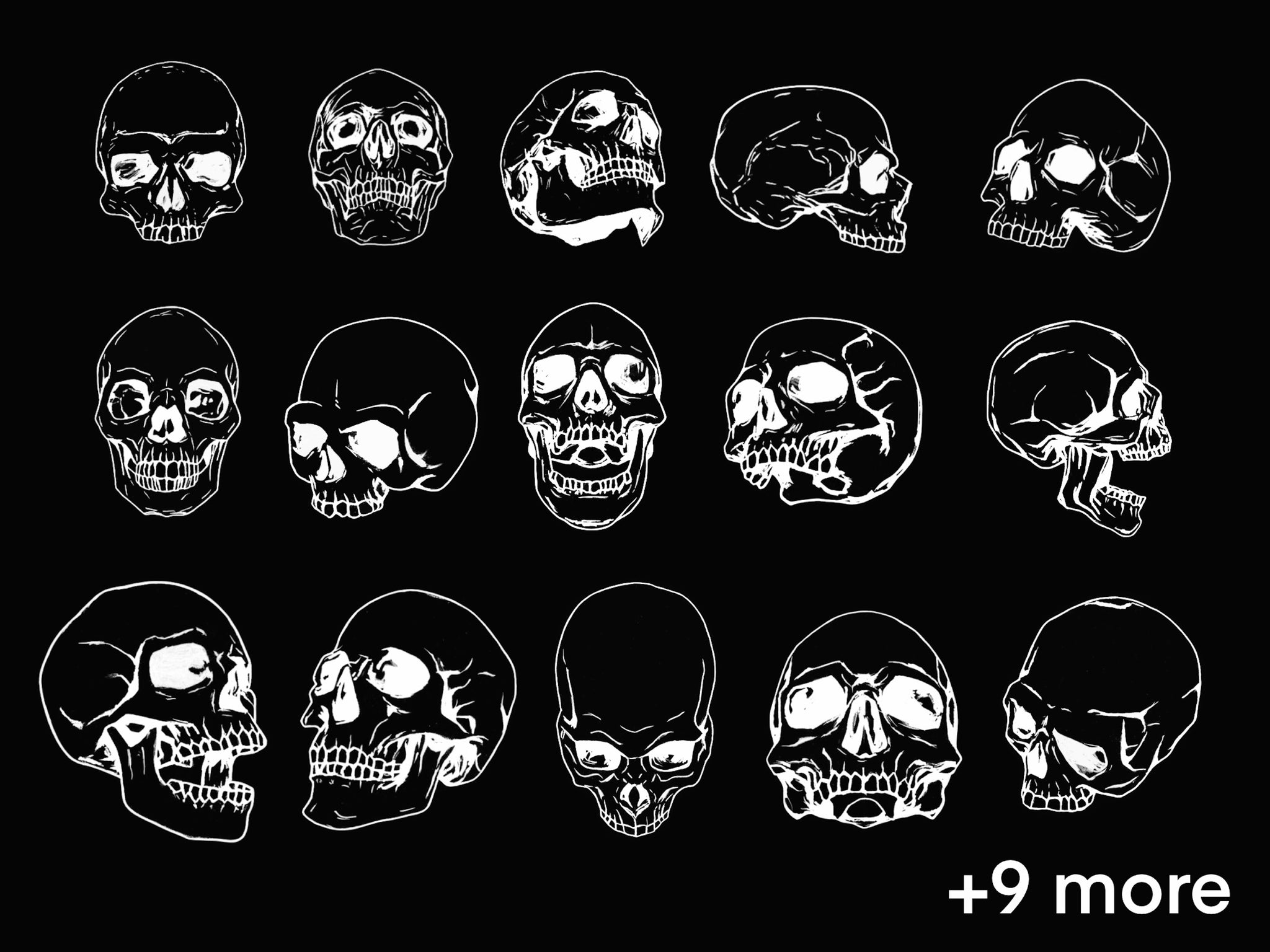 26 Skulls Tattoo stamps // Brushes for Procreate, procreate stamp, tattoo stencil, sugar skull