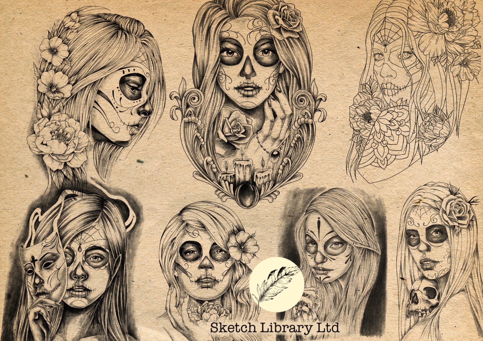 52 Girls Pack procreate brushes of Traditional Girl, Catrina, pinup