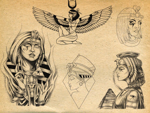 23 Egyptian Mythology -  Brushes for Procreate, pyramid, egyptian mythpology, Anubis, Cleopatra, Orus, Pharaoh, tattoo design