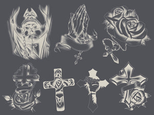 15 Religious cross tattoo stamps, brushes for procreate, rosary