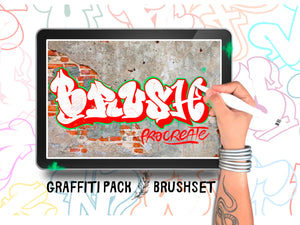 GRAFFITI PACK, 26 letters and 5 Brushes for Procreate, tag, font, stamps, for Ipad  Ipad pro