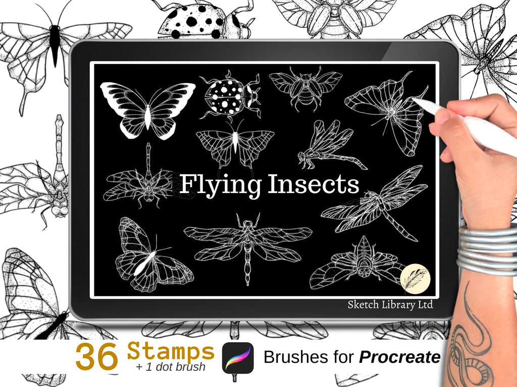Tampons de tatouage insectes volants pour procréer ! 36 pinceaux pour procréer