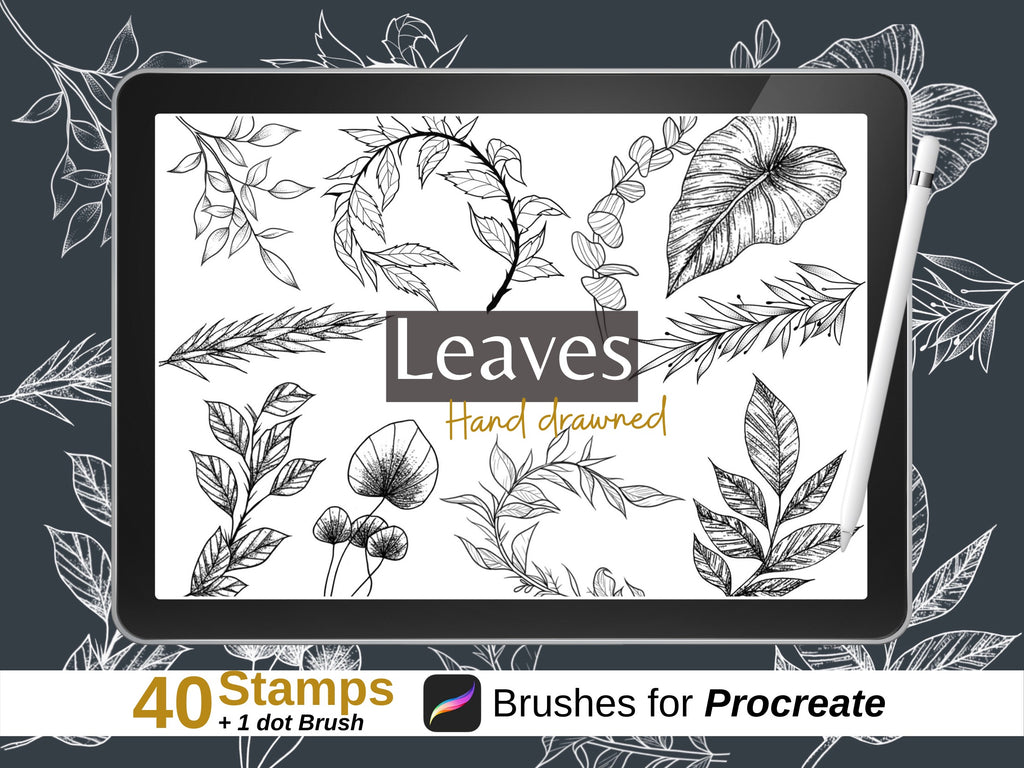 Leaf stamps  // 40 brushes for procreate