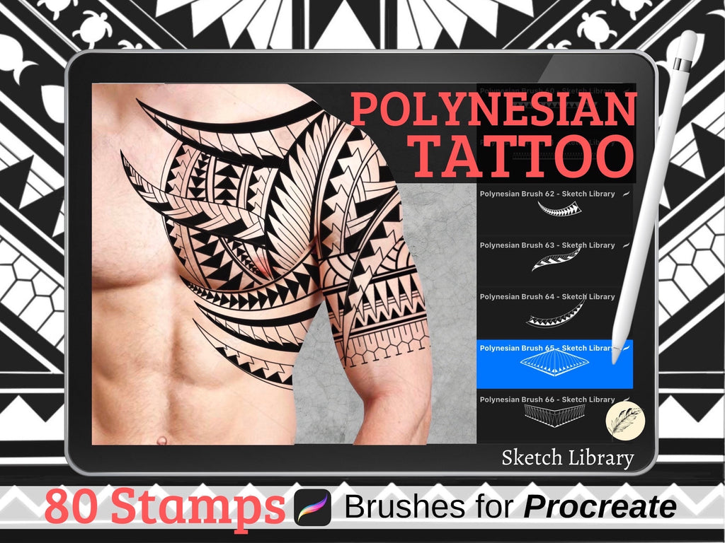 80 tampons de tatouage polynésiens, Procreate Brushes pour Ipad &amp; Ipad Pro